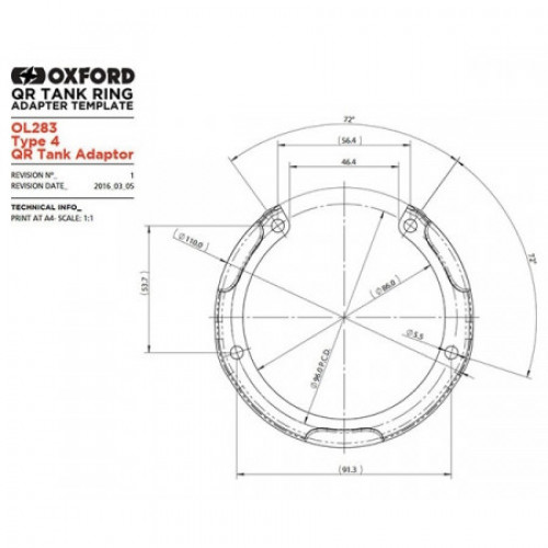 Адаптер для кріплення сумок на бак Oxford Type 4 QR Tank Adaptor (OL283)