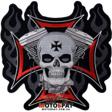 Нашивка на спину Cross, Motor and Skull