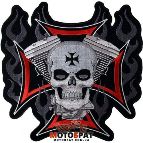 Велика нашивка Cross, Motor and Skull (06061604)
