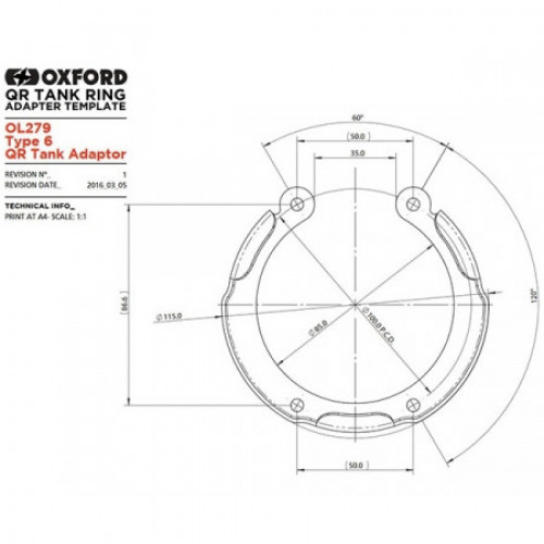 Адаптер для крепления сумок на бак Oxford Type 6 QR Tank Adaptor (OL279)