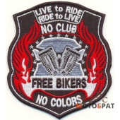 Нашивка No Club Free Bikers V-Twin мала