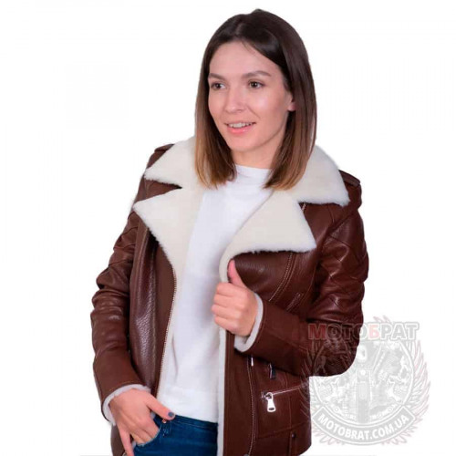 Женская зимняя кожаная куртка косуха Royce