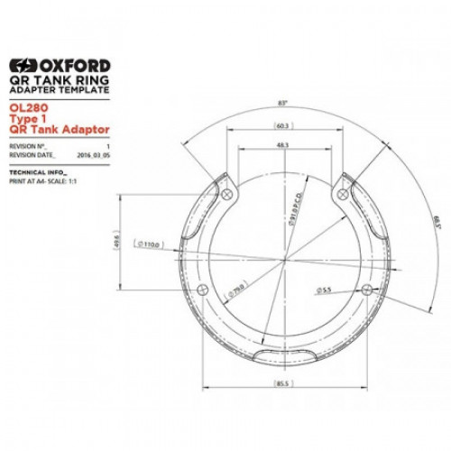 Адаптер для кріплення сумок на бак Oxford Type 1 QR Tank Adaptor (OL280)