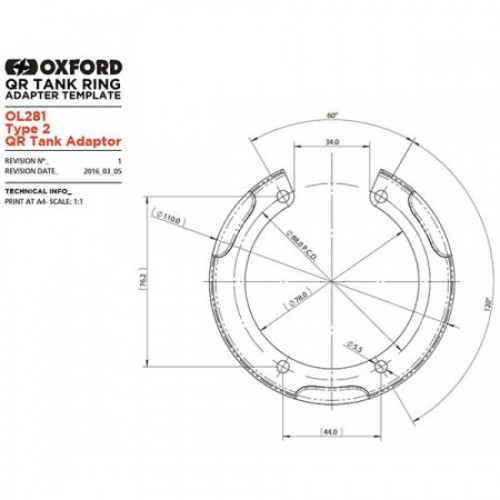 Адаптер для крепления сумок на бак Oxford Type 2 QR Tank Adaptor (OL281)