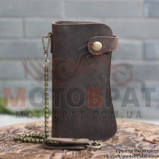 Кожаный кошелек с цепочкой петелькой на ремень