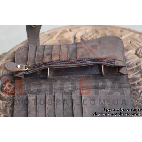 Кожаный кошелек с цепочкой петелькой на ремень