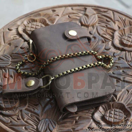 Кожаный кошелек с цепочкой петелькой на ремень (19041603)