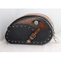 Боковые кожаные мотокофры Байкал mini Black Brown