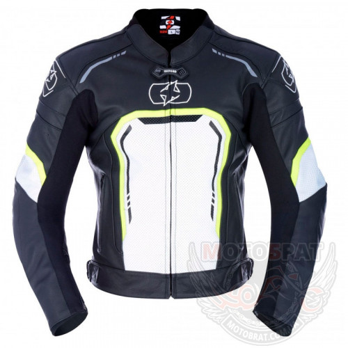 Мотокуртка чоловіча Oxford Strada MS Leather Sports Jacket Black /White /Fluo (LM183102S)