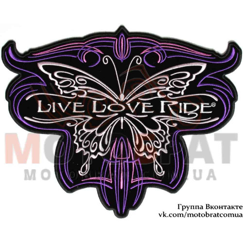Нашивка велика жіноча Live Love Ride метелик (20041602)