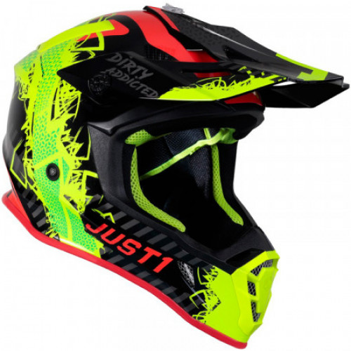 Мотошлем Just1 J38 Mask Fluo Yellow-Red-Black XL (606332019400306)