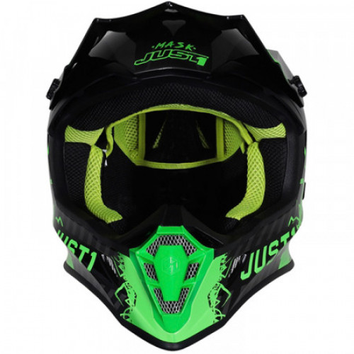 Мотошлем Just1 J38 Mask Fluo Зелёный Titanium-Black XL (606332014500306)