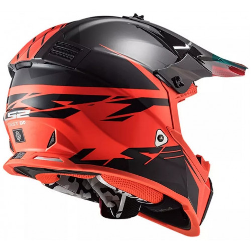 Мотошлем LS2 MX437 Fast EVO Roar Black Red XL (404373232XL)