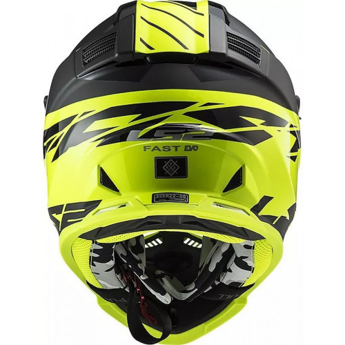 Мотошлем LS2 MX437 Fast EVO Roar Black HI-VIS Yellow XL (404373254XL)