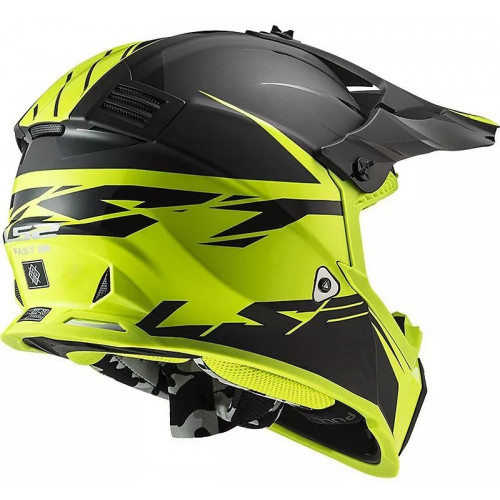 Мотошлем LS2 MX437 Fast EVO Roar Black HI-VIS Yellow XL (404373254XL)