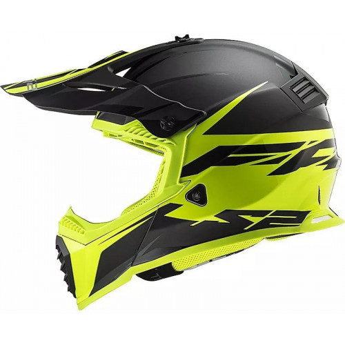 Мотошлем LS2 MX437 Fast EVO Roar Black HI-VIS Yellow XL (404373254XL)