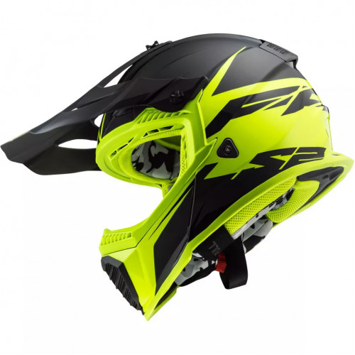 Мотошлем LS2 MX437 Fast EVO Roar Black HI-VIS Yellow XL (404373254XL)